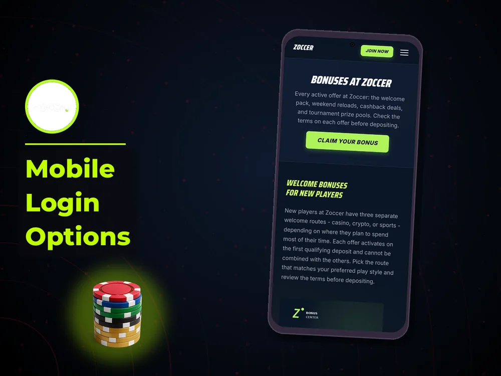 zoccer - Mobile Login Options