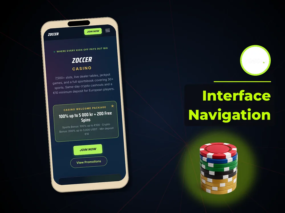 zoccer - Interface Navigation