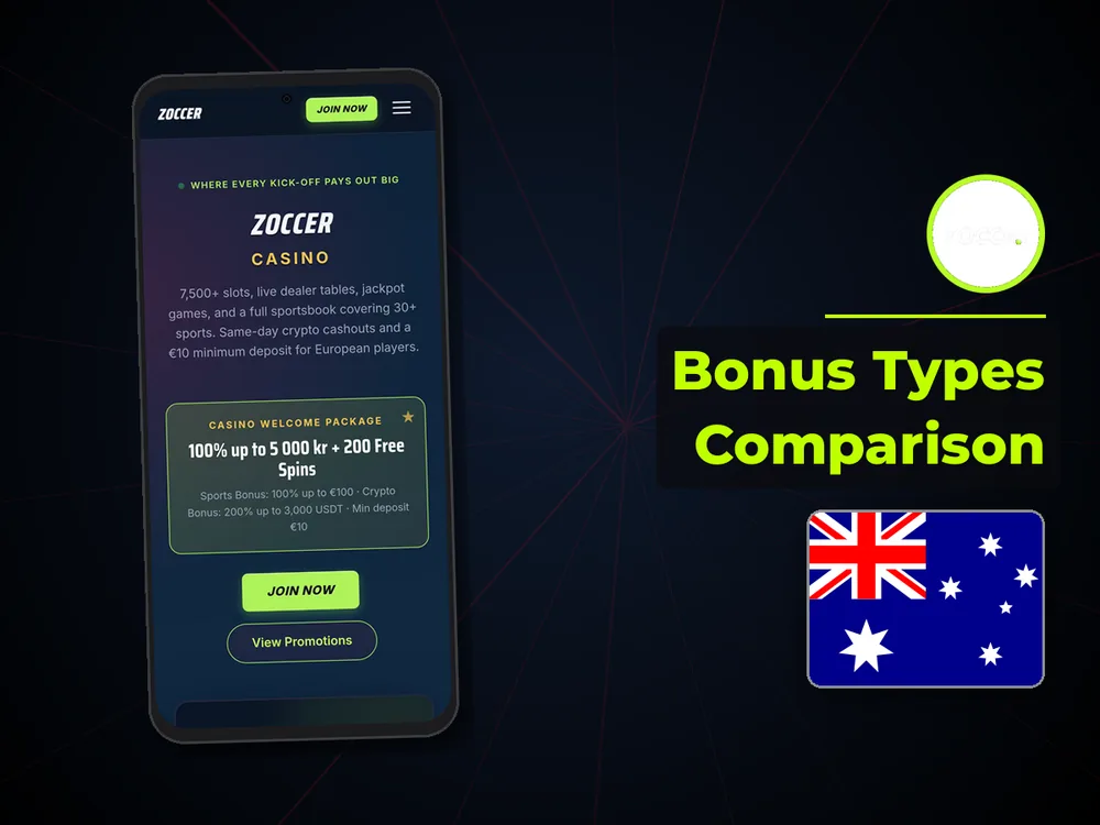 zoccer - Bonus Types Comparison